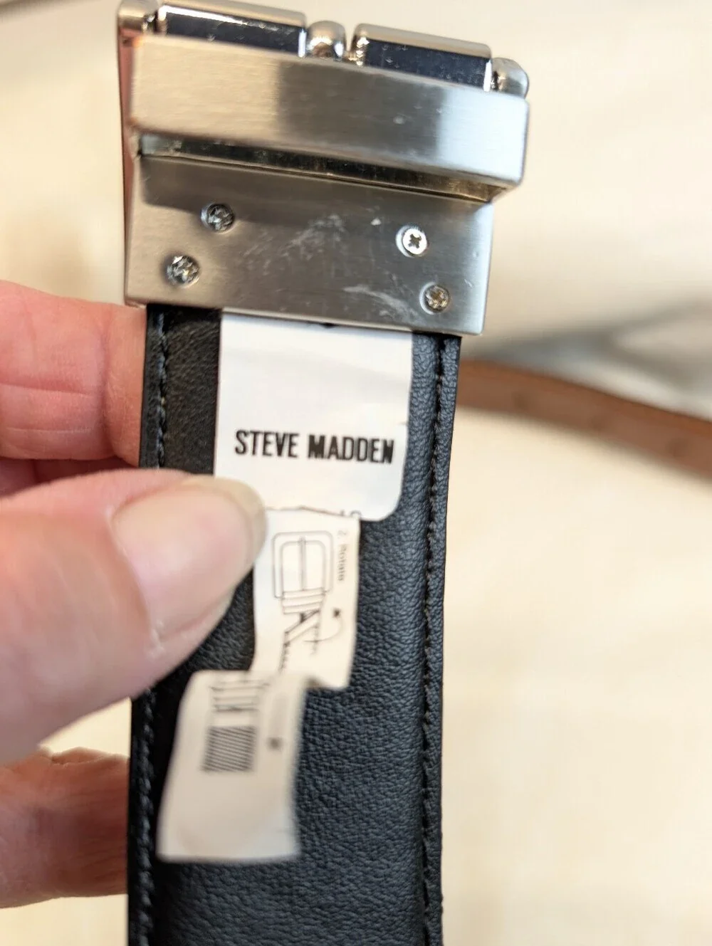 Steve Madden MEN'S‎ Reversible BELT SIZE (L 38/40) Black/Brown Silver Buckle